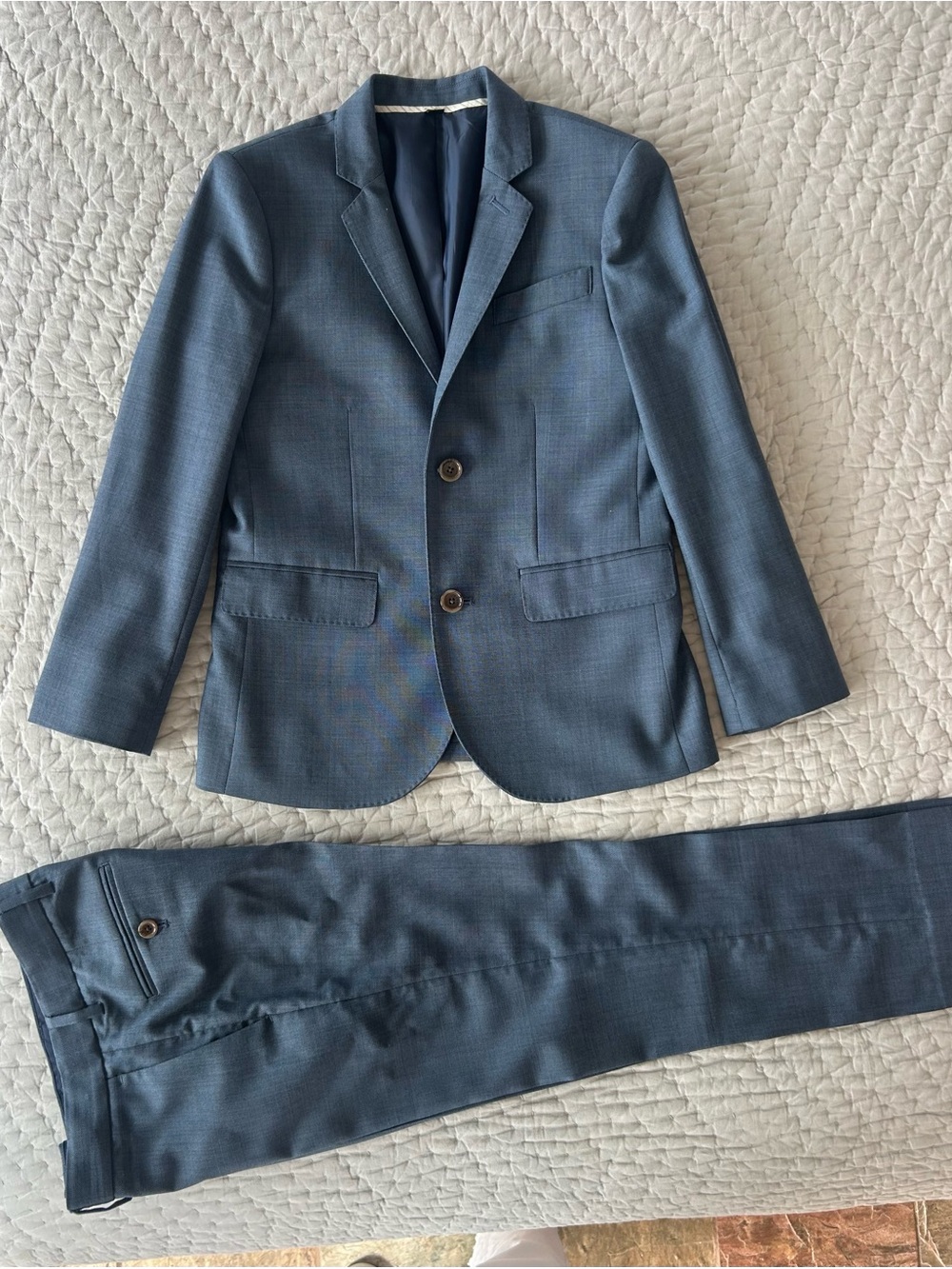 Crewcuts Boys Ludlow Wool Blue Two-Piece Suit Blazer & Trousers sz 10